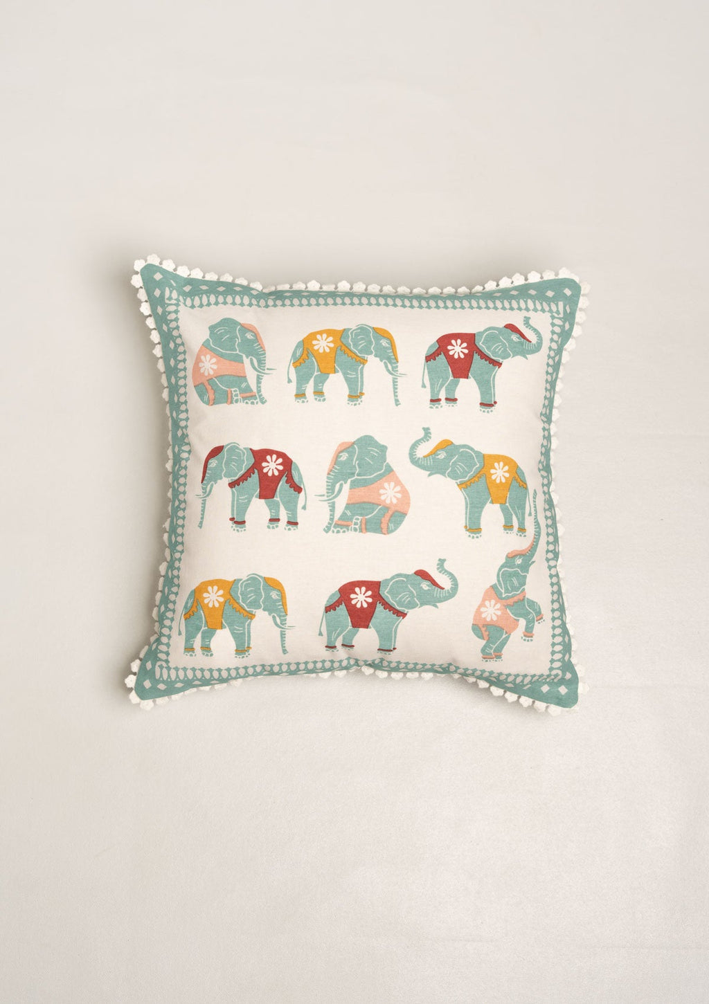 Salaga flora and fauna with flower lace 100% Cotton Cushion Cover for Sofa - Multicolor