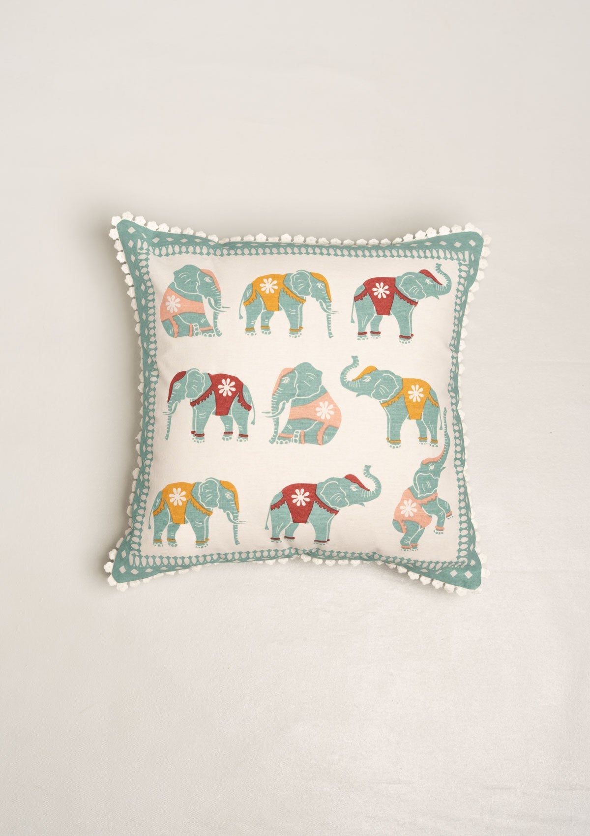 Salaga flora and fauna with flower lace 100% Cotton Cushion Cover for Sofa - Multicolor