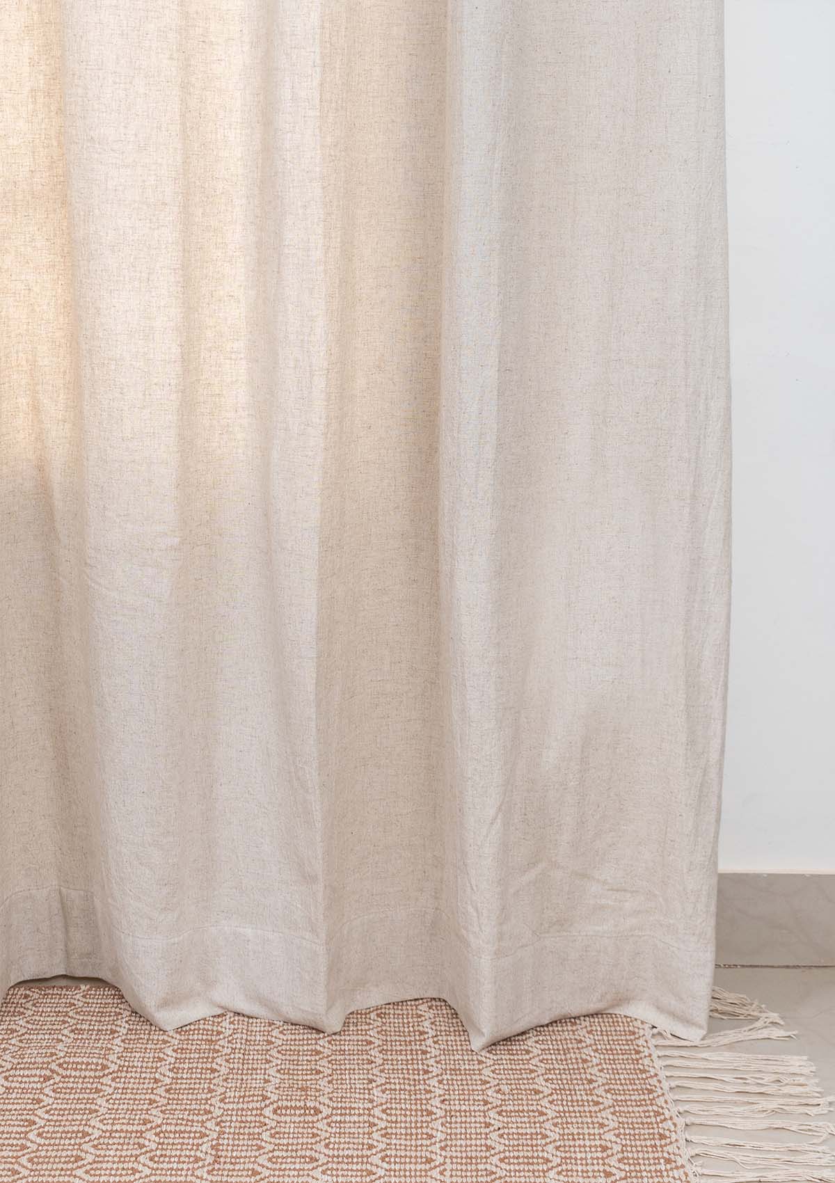 Solid linen beige 100% cotton plain curtain for bedroom - Room darkening - Single Panel