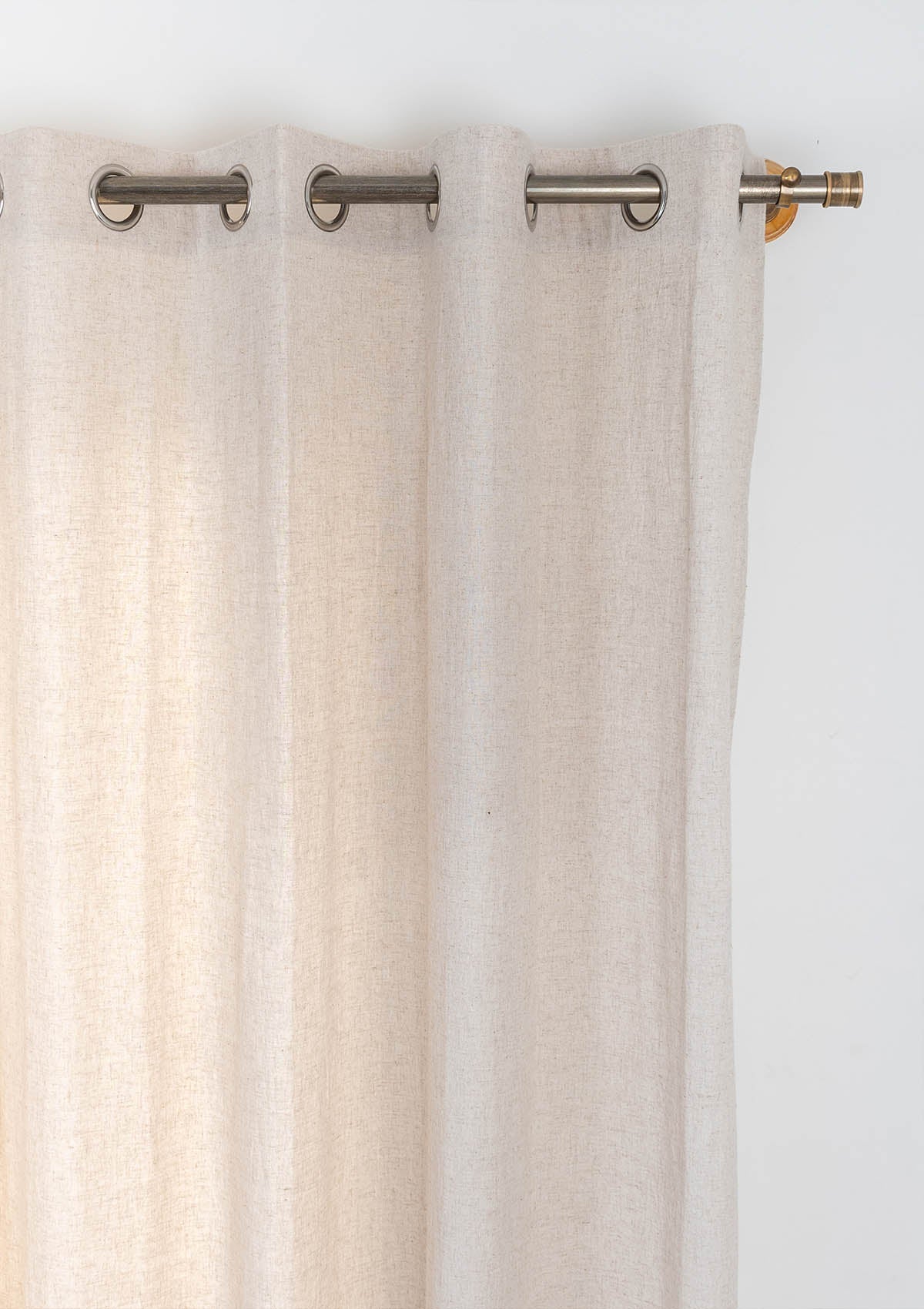 Solid linen beige 100% cotton plain curtain for bedroom - Room darkening - Single Panel