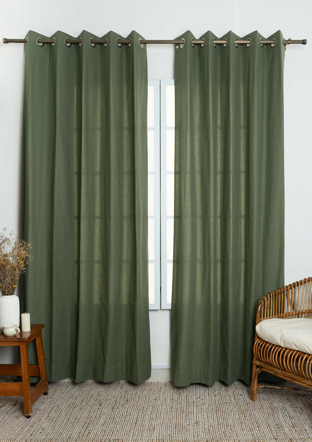 Solid colors 100% cotton curtain for Living Room and  Bed Room - Room darkening - Red, Grey, White, Yellow, Blue, Green, Orange - Single Panel