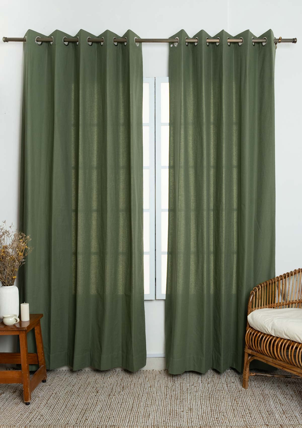 Solid colors 100% cotton curtain for Living Room and  Bed Room - Room darkening - Red, Grey, White, Yellow, Blue, Green, Orange - Single Panel