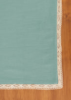 Solid colors with lace border 100% cotton table cloth for 4 seater, 6 seater, 8 seater dining table