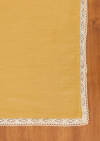Solid colors with lace border 100% cotton table cloth for 4 seater, 6 seater, 8 seater dining table