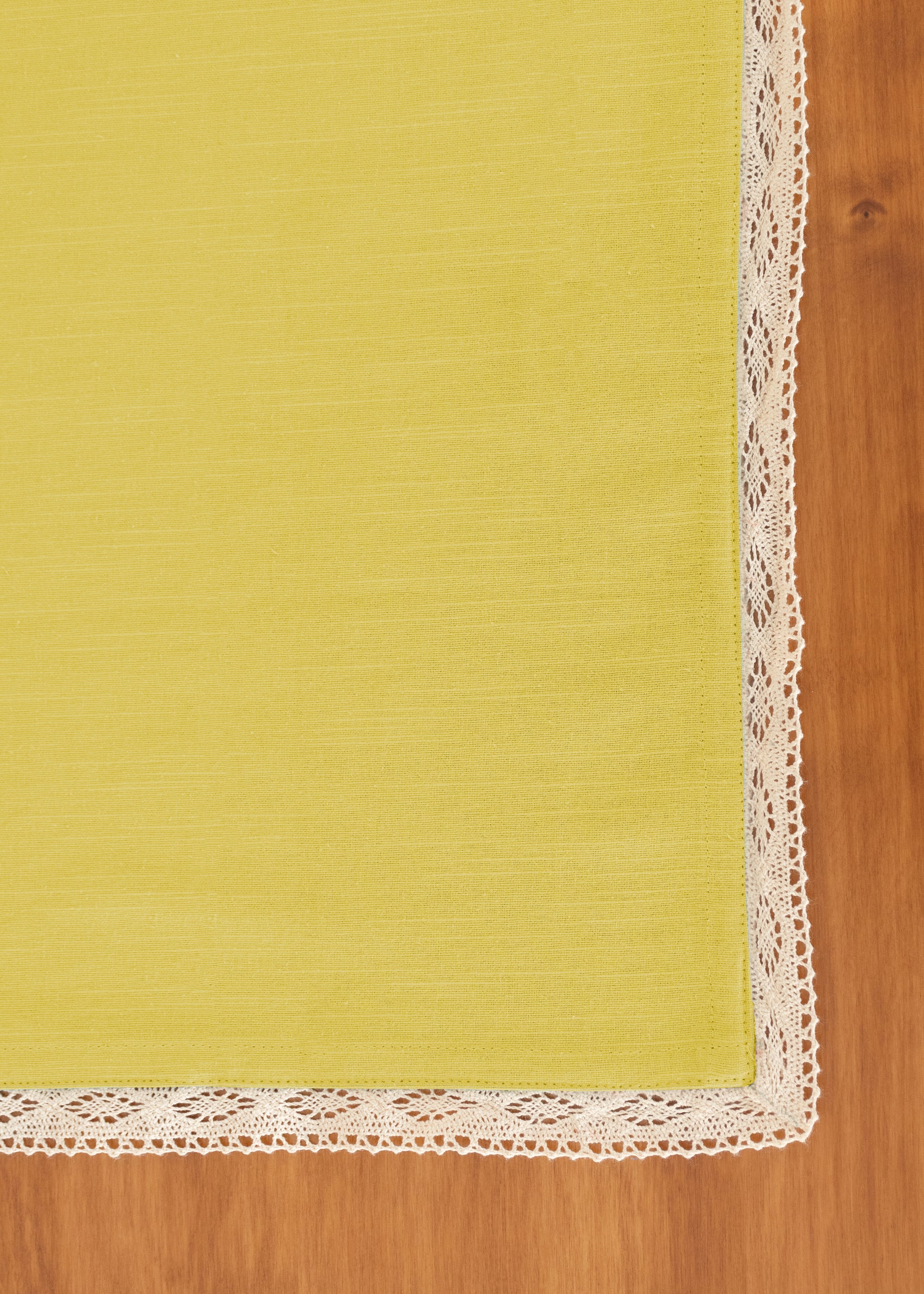 Solid colors with lace border 100% cotton table cloth for 4 seater, 6 seater, 8 seater dining table