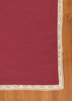 Solid colors with lace border 100% cotton table cloth for 4 seater, 6 seater, 8 seater dining table