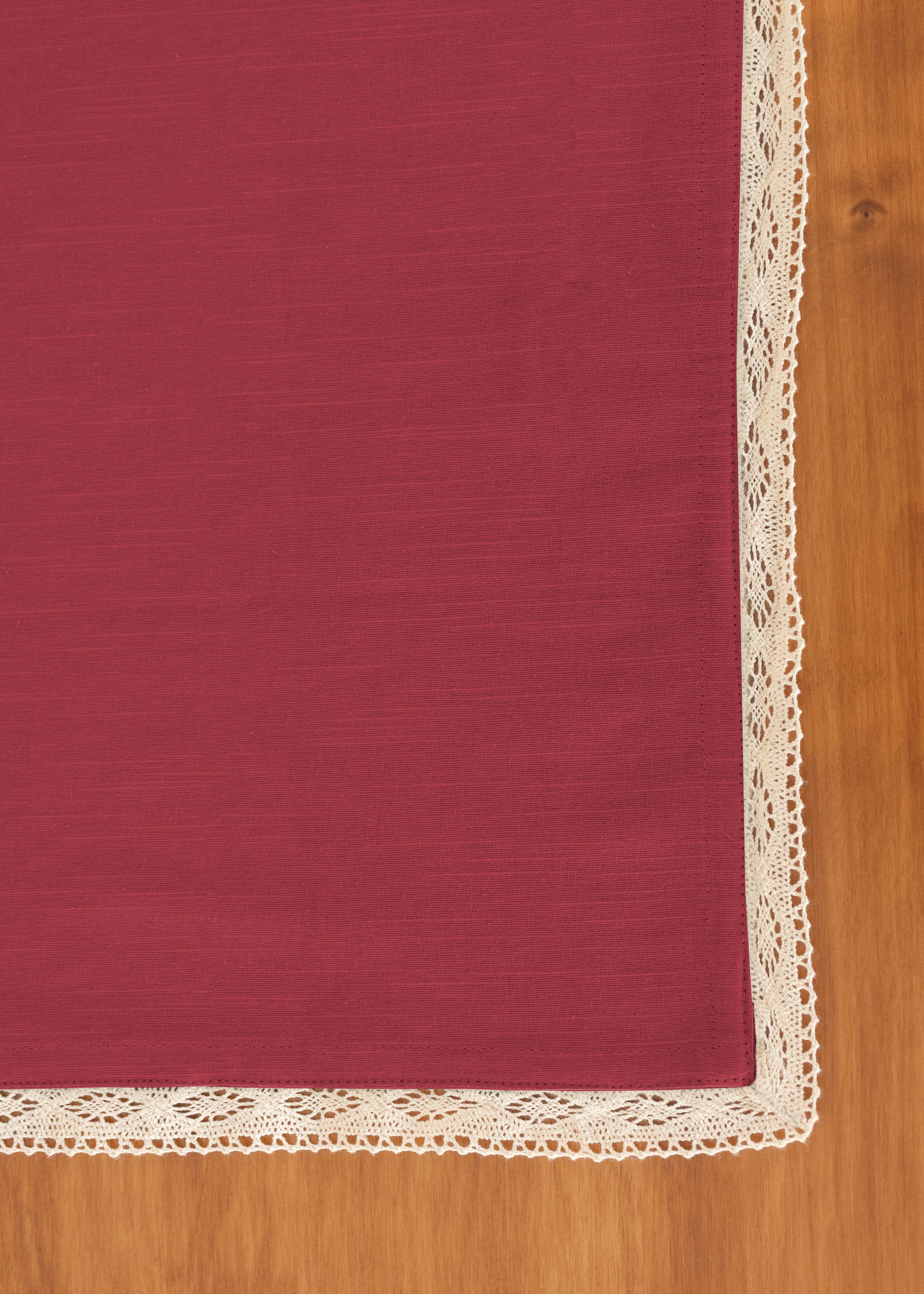 Solid colors with lace border 100% cotton table cloth for 4 seater, 6 seater, 8 seater dining table