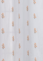 Spring Floral Embroidered 100% cotton sheer curtain for living room - Light filtering - Orange - Single Panel