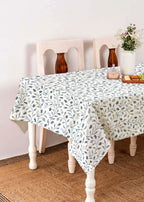 Blue Ruby Floral prints  100% cotton table cloth for 4 seater, 6 seater, 8 seater, dining table - Blue