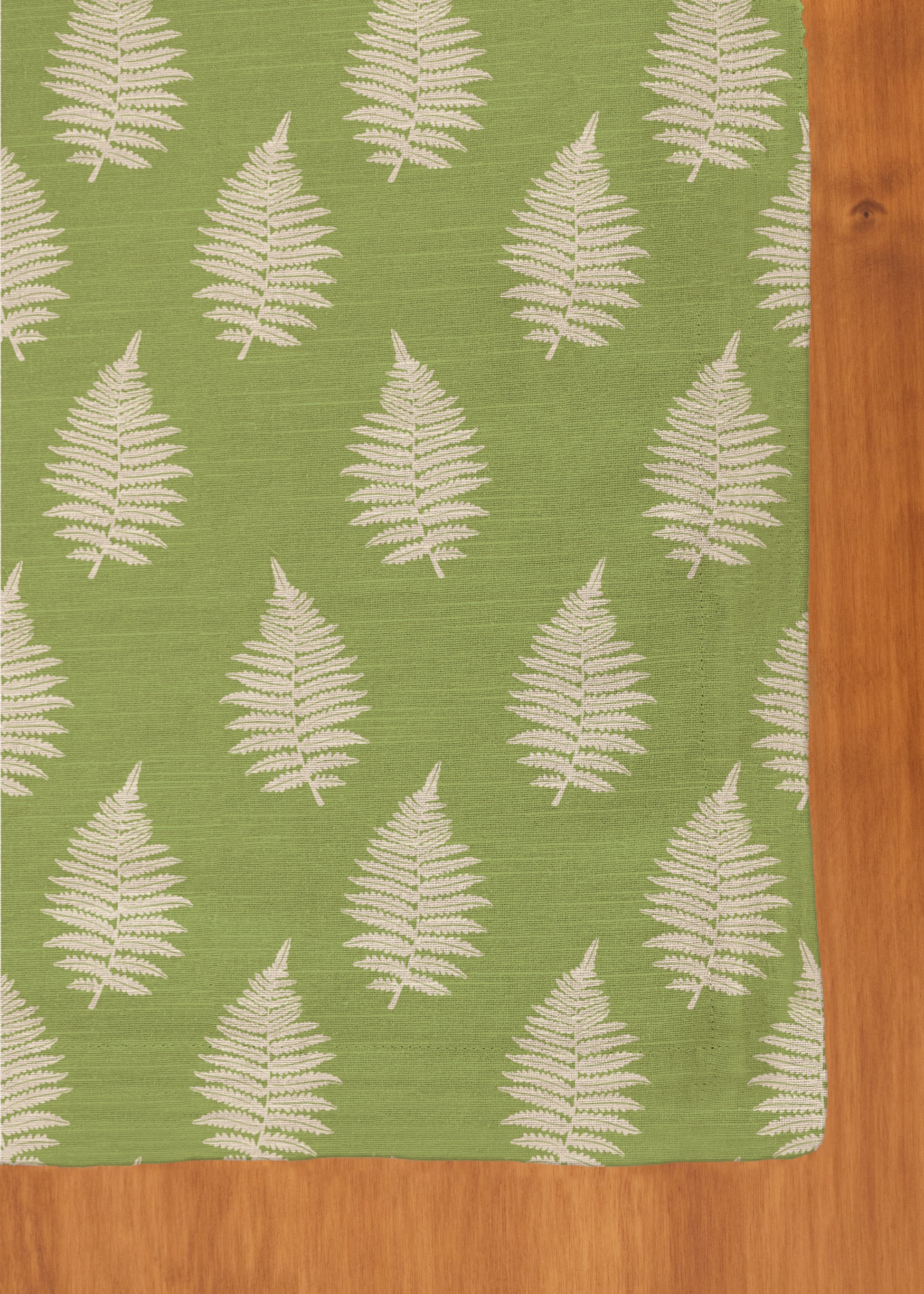 Ferns floral Printed 100% cotton table cloth for 4 seater, 6 seater, 8 seater for dining table - Green