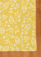 Daisy 100% cotton floral table runner for 4 seater or 6 seater Dining with tassels - Yellow