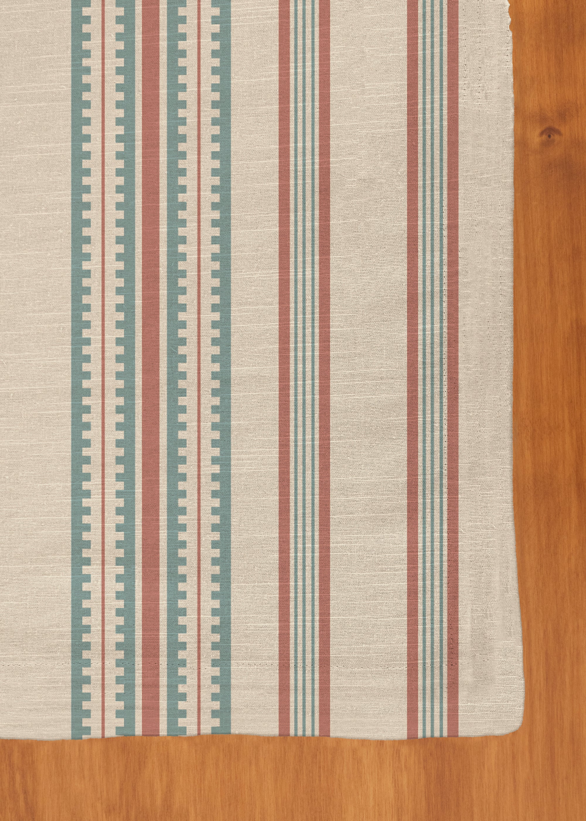 Roman Stripes 100% cotton geometric table cloth for 4 seater or 6 seater dining - Multicolor