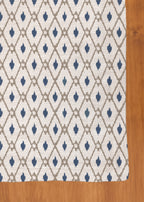 Diamond Yard geometric prints Cotton Table Cloth for 4 seater, 6 seater, 8 seater dining table - White - Blue