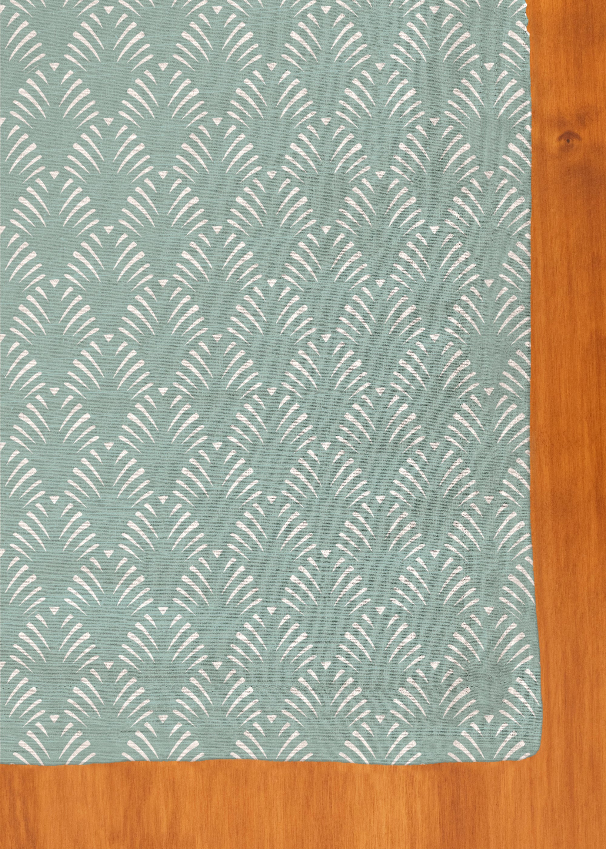 Pergola geometric Printed 100% cotton table cloth for 4 seater, 6 seater, 8 seater for dining table - Nile Blue, Indigo