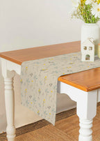 Blooming 100% cotton minimal table runner for 4 seater or 6 seater dining - beige