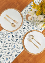 Blue Ruby 100% cotton elegant table runner for 4 seater or 6 seater Dining with tassels - Blue