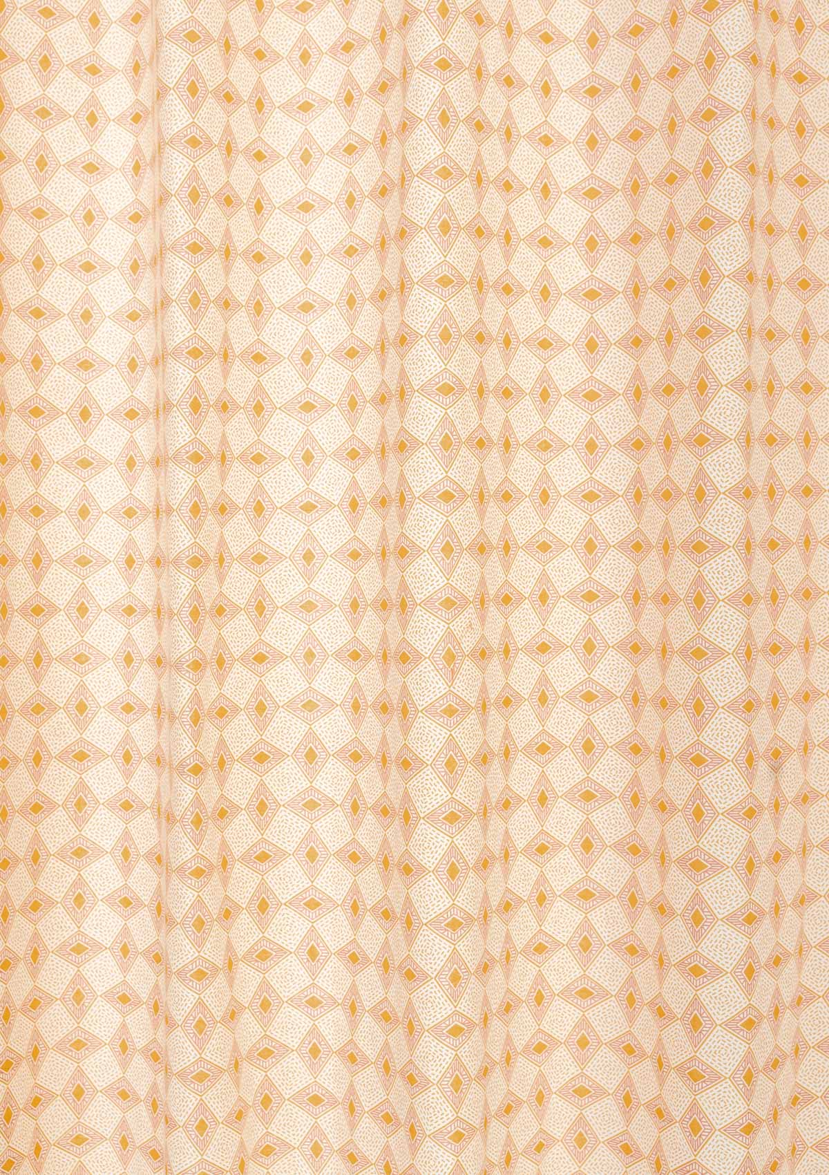 Terrazo geometric printed 100% cotton curtain for living room - Room darkening - Mustard - Single panel