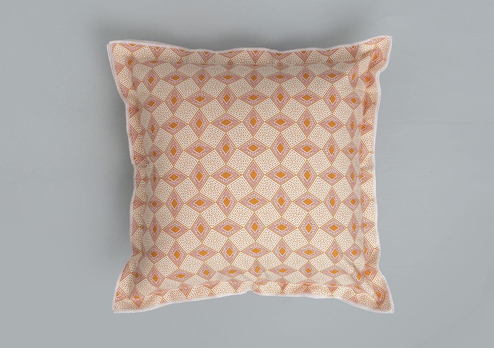 Terrazo geometric prints with baby overlock 100% cotton cushion cover for sofa - Mustard