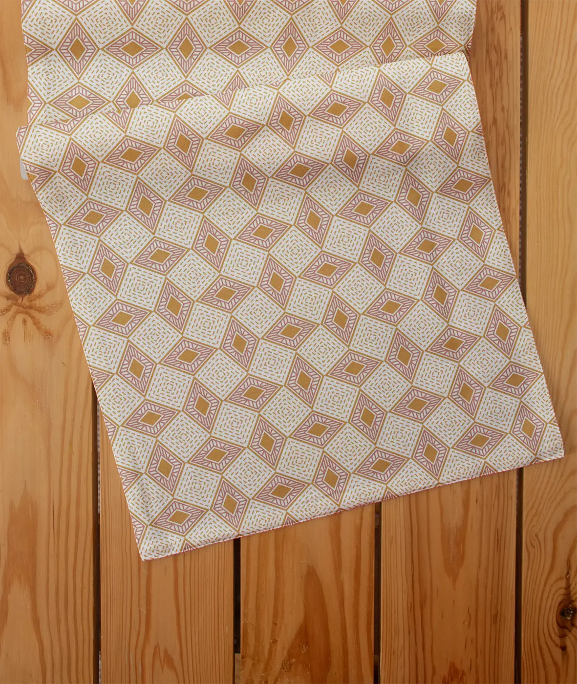 Terrazo 100% cotton geometric table runner for 4 seater or 6 seater dining - Pink