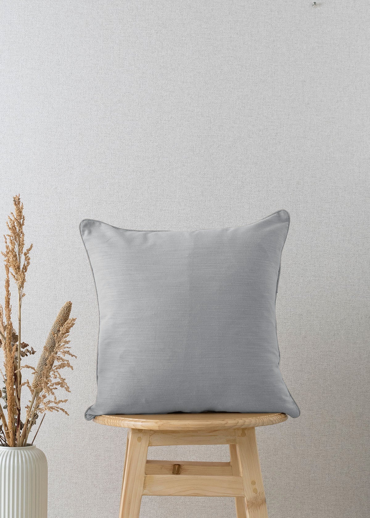 Solid 100% cotton plain cushion cover for sofa - Grey