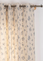 Whisper 100% cotton floral curtain for living room - Room darkening - Blue - Single Piece