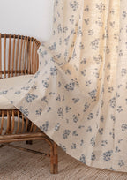 Whisper 100% cotton floral curtain for living room - Room darkening - Blue - Single Piece