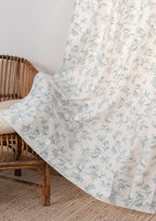 Willow 100% cotton floral curtain for living room - Light Reduction - Nile Blue - Single Piece