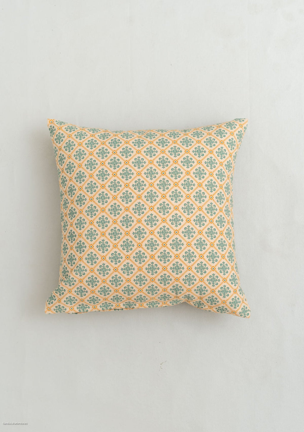 Yura geometric prints 100% cotton cushion cover for sofa - Aqua blue