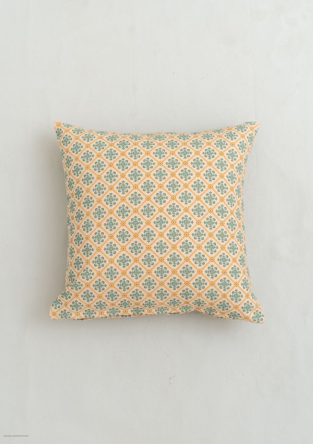 Yura geometric prints 100% cotton cushion cover for sofa - Aqua blue