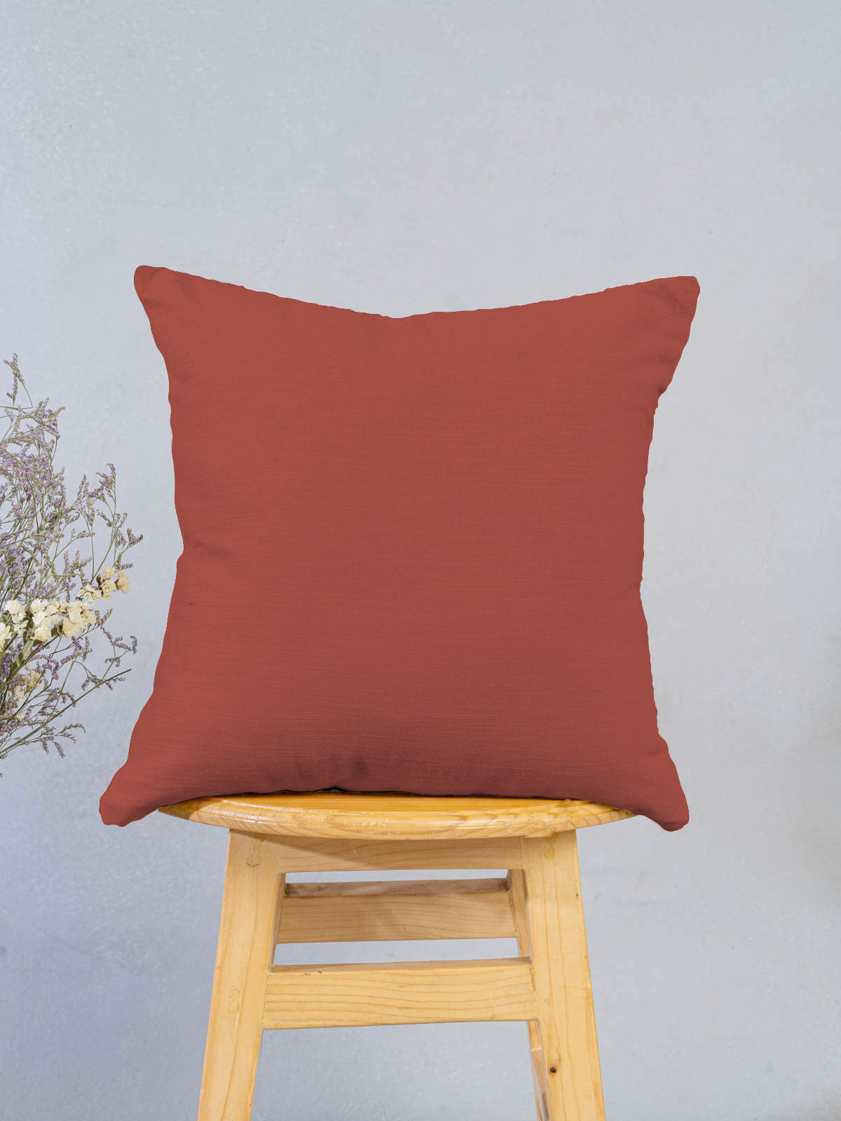 Solid 100% cotton customisable cushion cover for sofa - Brick red