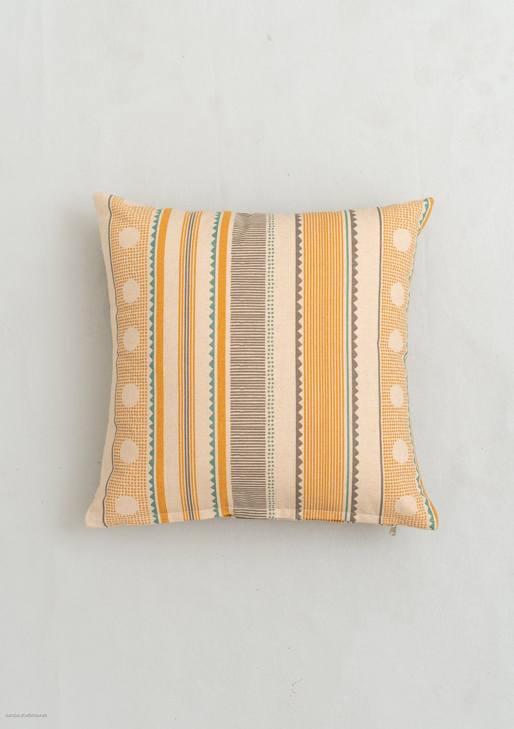Buru 100% cotton boho cushion cover for sofa - Mustard