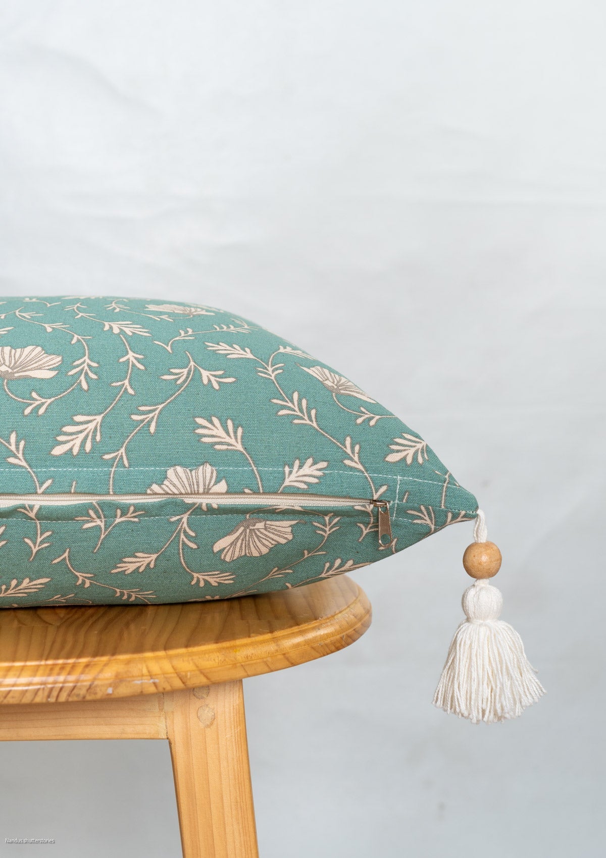 Eden floral prints 100% cotton cushion cover for livingroom - Aqua Blue, Mustard