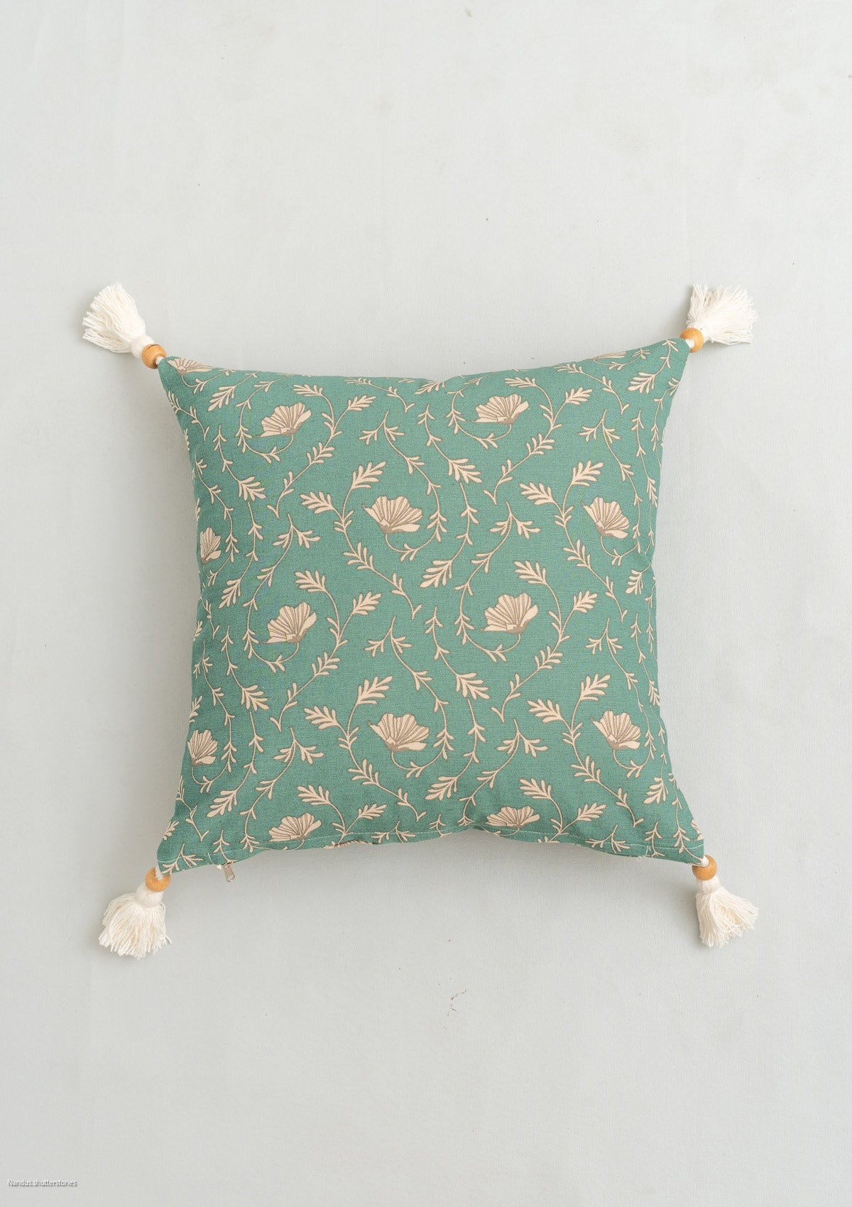 Eden floral prints 100% cotton cushion cover for livingroom - Aqua Blue, Mustard