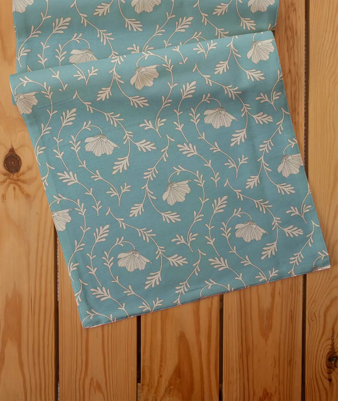 Eden 100% cotton customisable floral table Runner for dining - Aqua blue