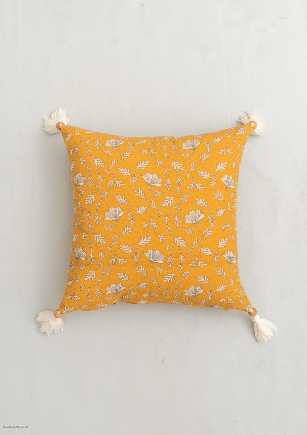 Eden floral prints 100% cotton cushion cover for livingroom - Aqua Blue, Mustard