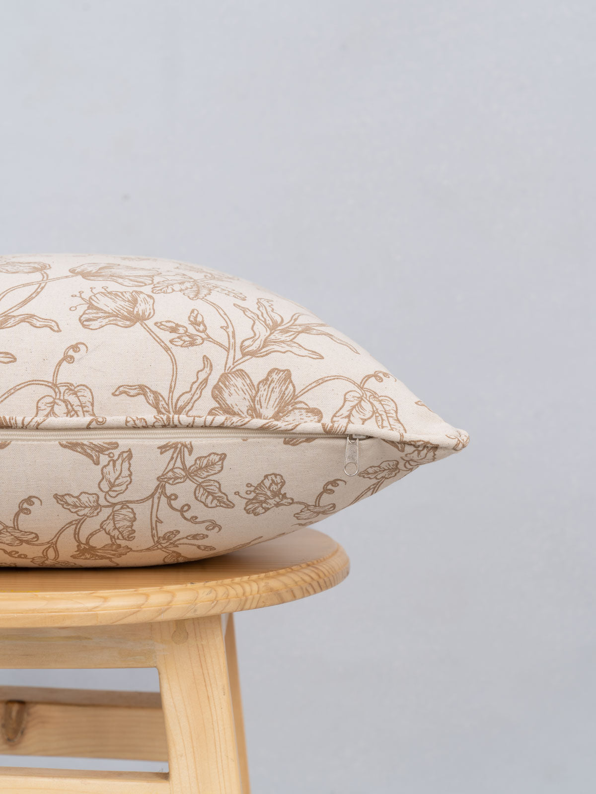 French farmhouse 100% cotton customisable floral cushion cover for sofa - Beige