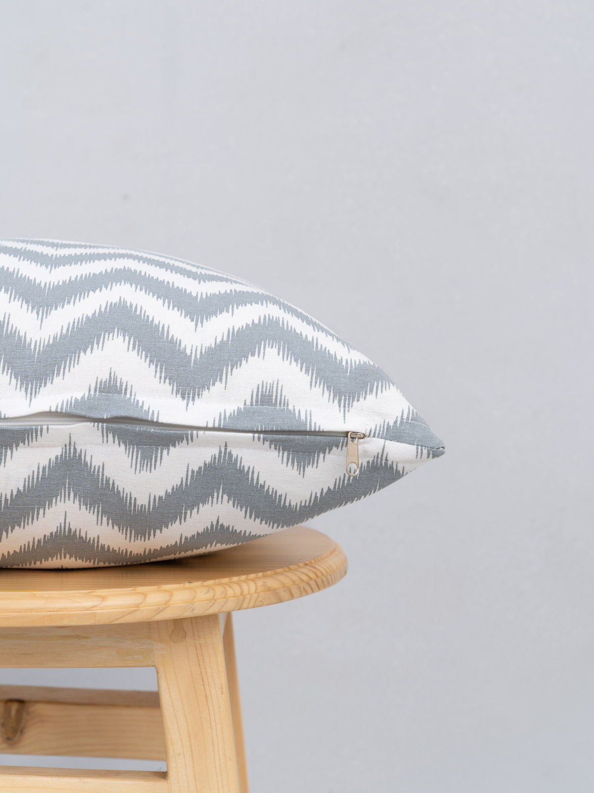 Ikat 100% cotton customisable geometric cushion cover for sofa - Grey