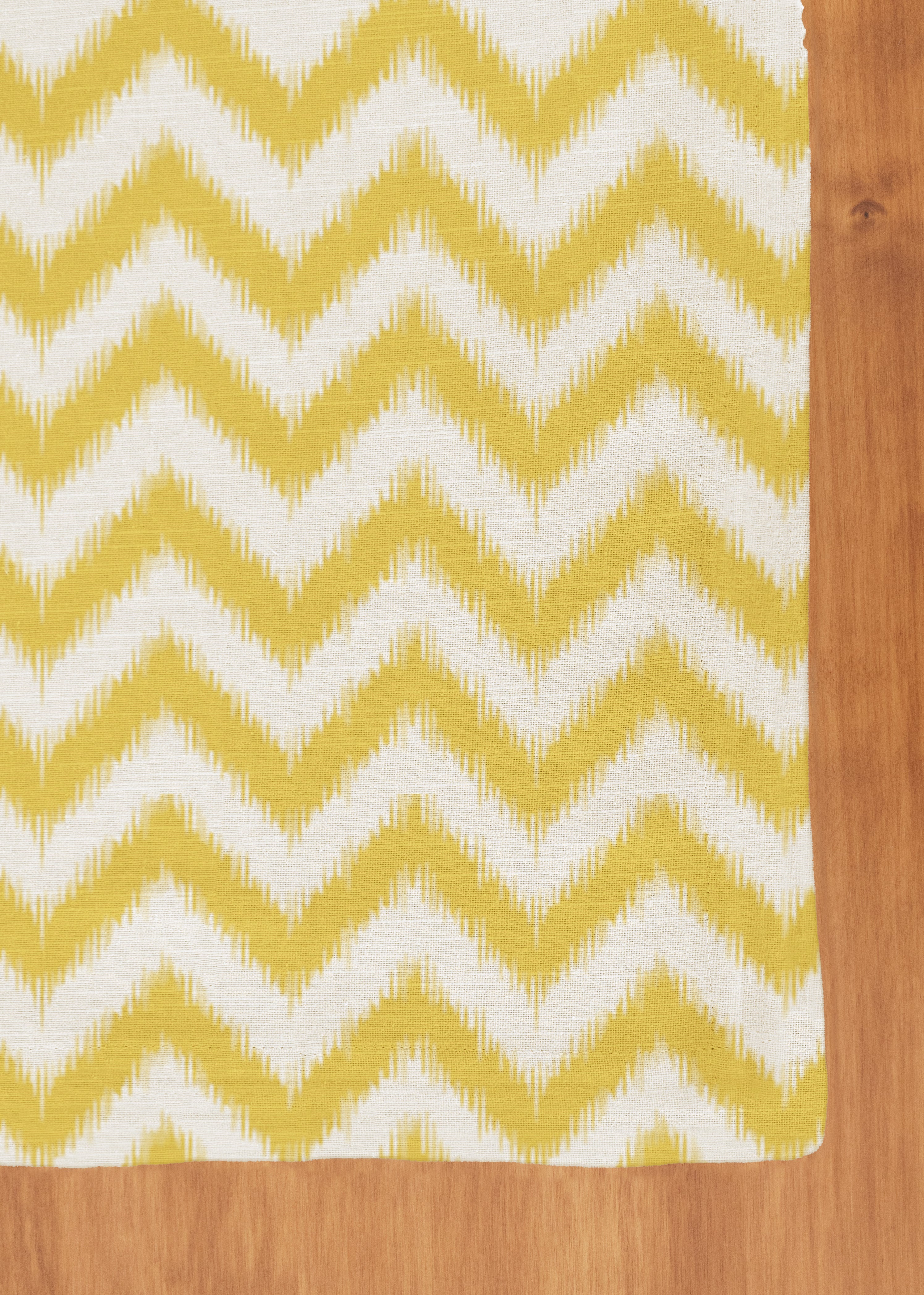 Ikat 100% cotton customisable geometric table cloth for dining - Yellow