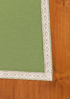 Solid colors with lace border 100% cotton table cloth for 4 seater, 6 seater, 8 seater dining table