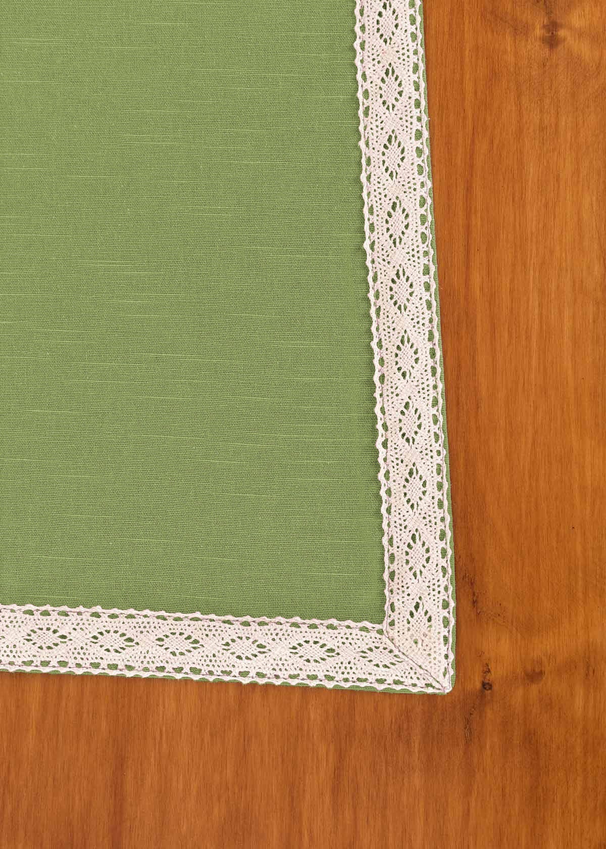 Solid colors with lace border 100% cotton table cloth for 4 seater, 6 seater, 8 seater dining table