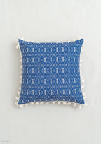Meadows 100% cotton geometric cushion cover for sofa - Indigo - With tassel