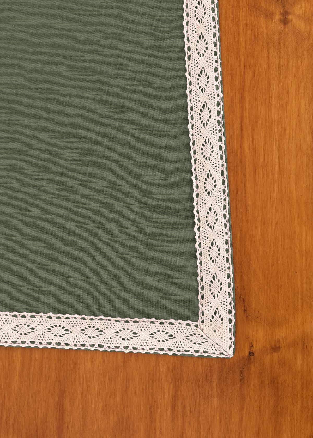 Solid colors with lace border 100% cotton table cloth for 4 seater, 6 seater, 8 seater dining table