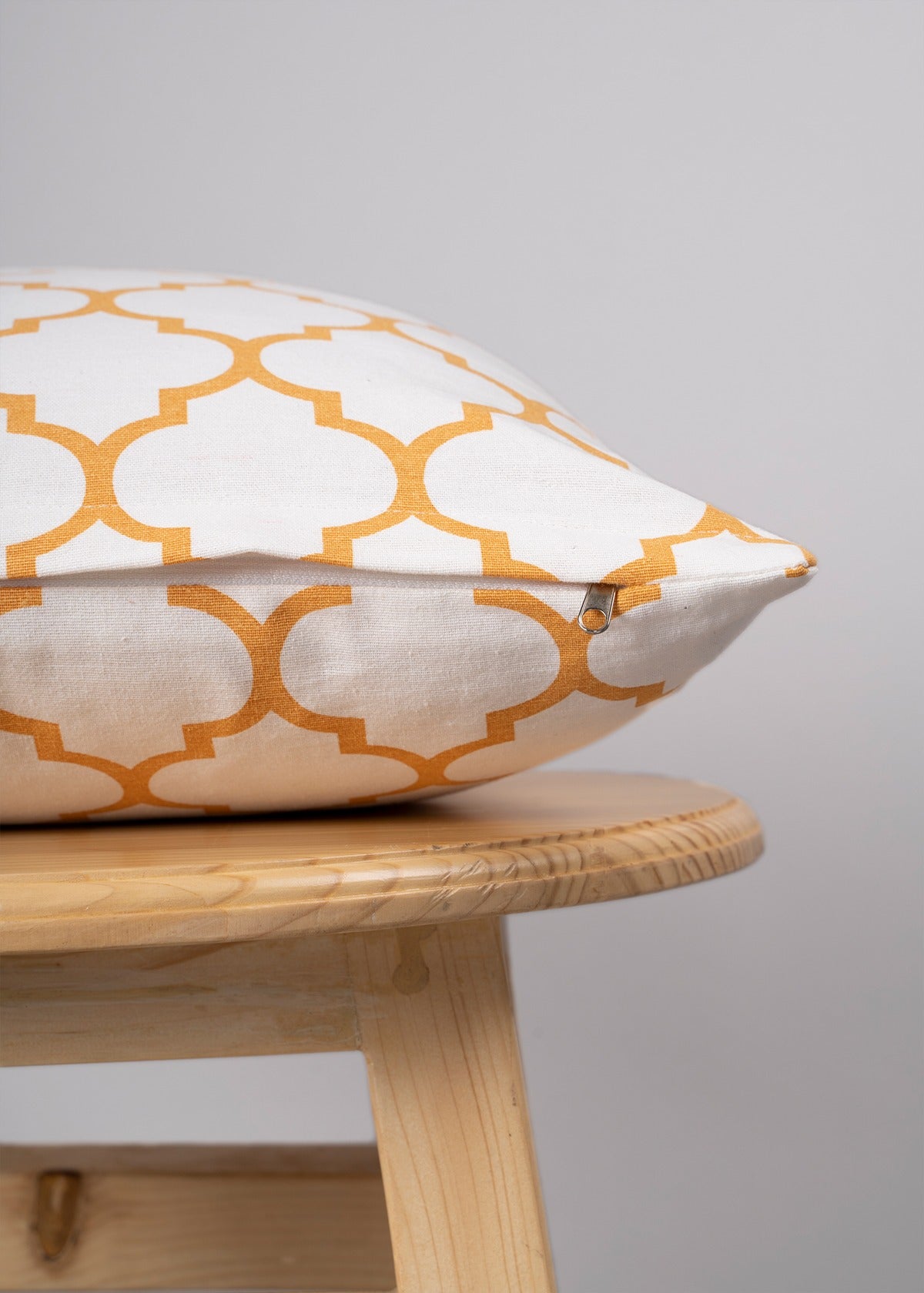 Trellis 100% cotton customisable geometric cushion cover for sofa - Mustard