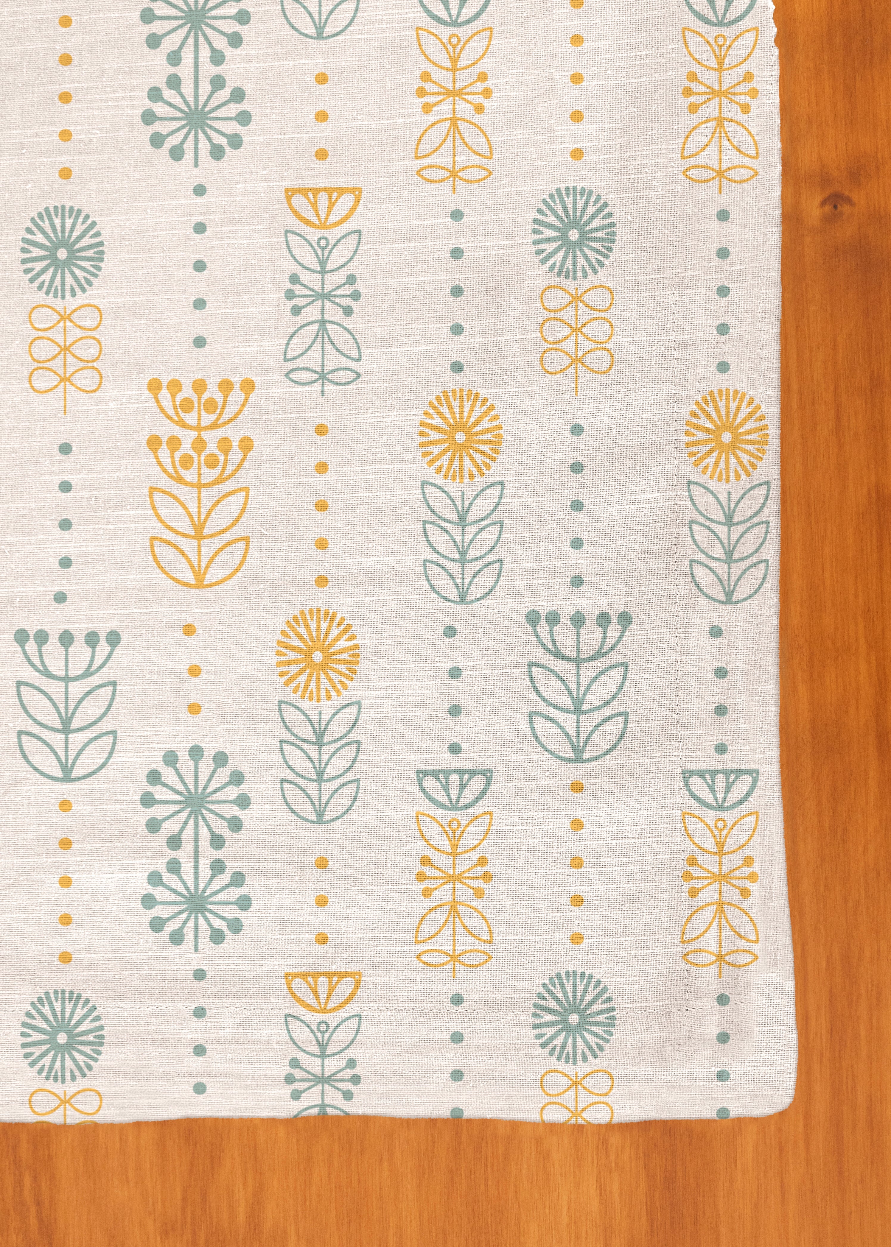 Wild Bouquet 100% cotton customisable floral table cloth for dining - Corn Yellow