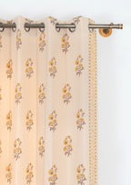 Indus ethnic prints 100% cotton curtain for living room - Room darkening - Amber - Single panel