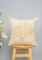 Calicut 100% cotton embroidered decorative cushion cover for sofa - Ivory