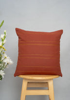 Silk Route Embroidered 100% cotton cushion cover for sofa - Brick Red