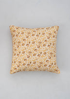 Calico Printed 100% cotton floral cushion cover for sofa with gold piping - Multicolor