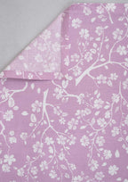 Cherry Blossom floral prints 100% cotton Flat sheet with pillow covers - Lilac