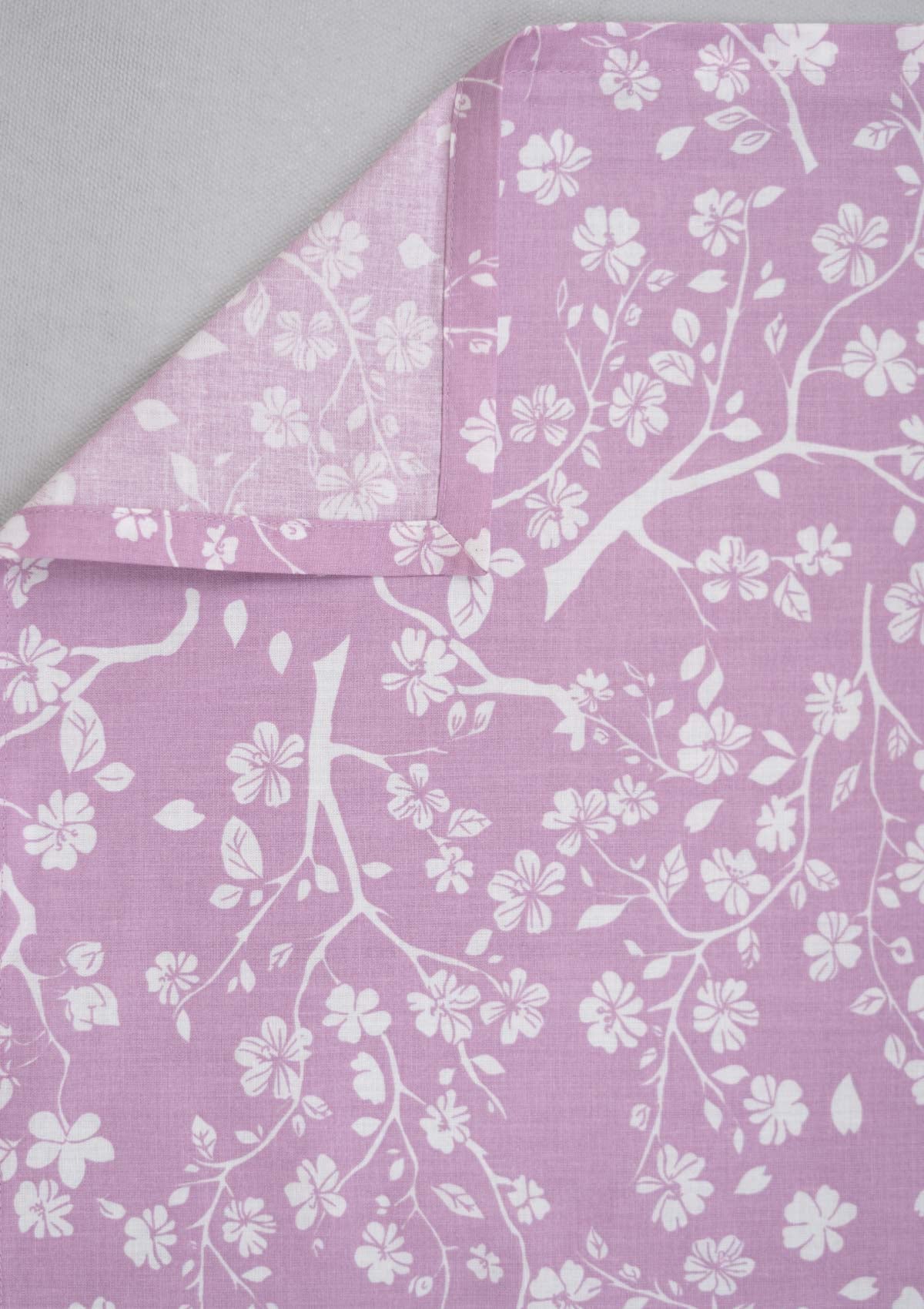 Cherry Blossom floral prints 100% cotton Flat sheet with pillow covers - Lilac